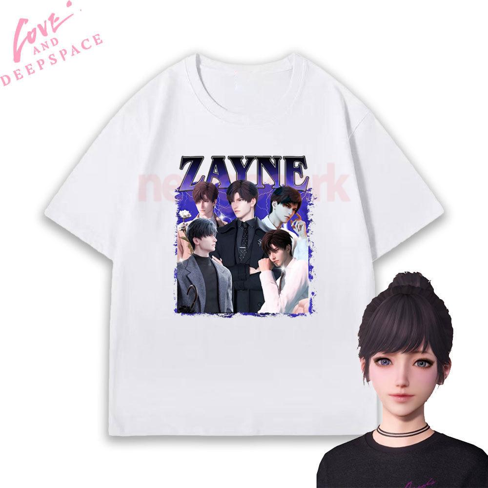 Zayne Love and Deepspace Otome Game Tshirt Woman Man Couple Girlfriend Cartoon Anime Cotton Graphic T Shirts Oneck Shortsleev