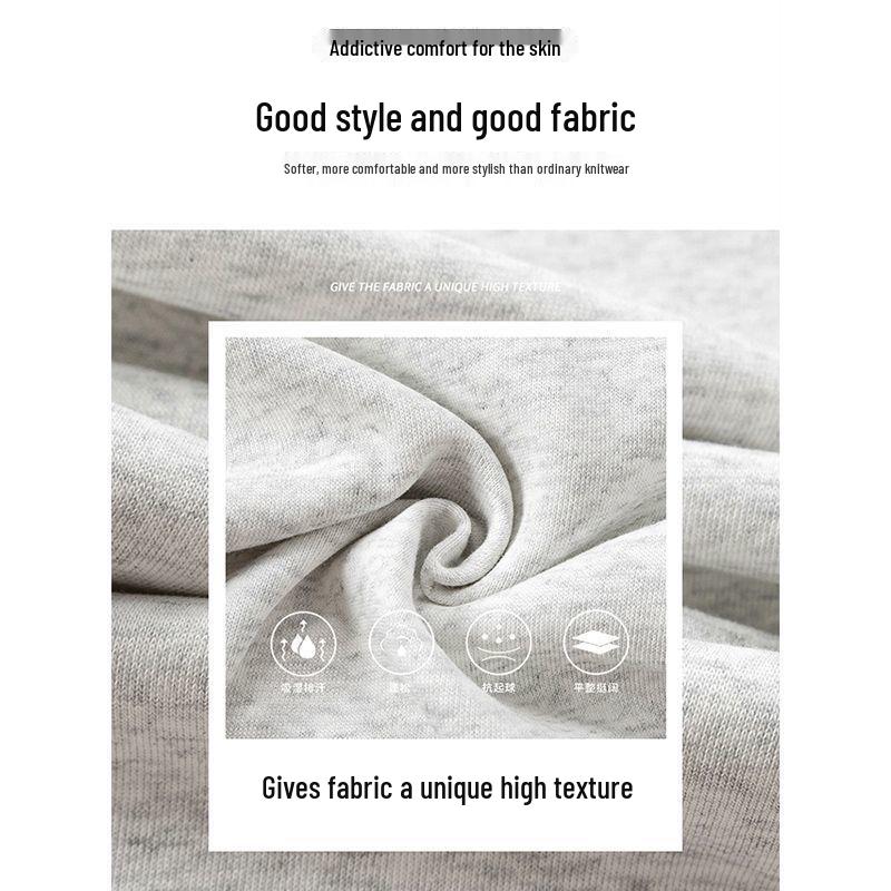 Men's 2025 Gray Loose-Fit Straight-Leg Sweatpants, Wide-Leg Casual Cotton for Spring/Fall