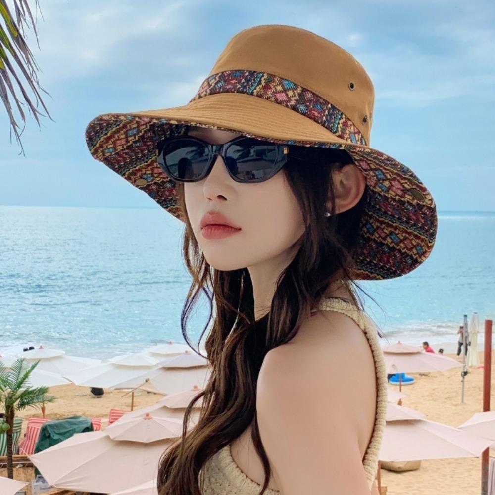 

Anti-UV Bucket Hat Adjustable Sunscreen Hat New Beach Hat Gift кавовий
