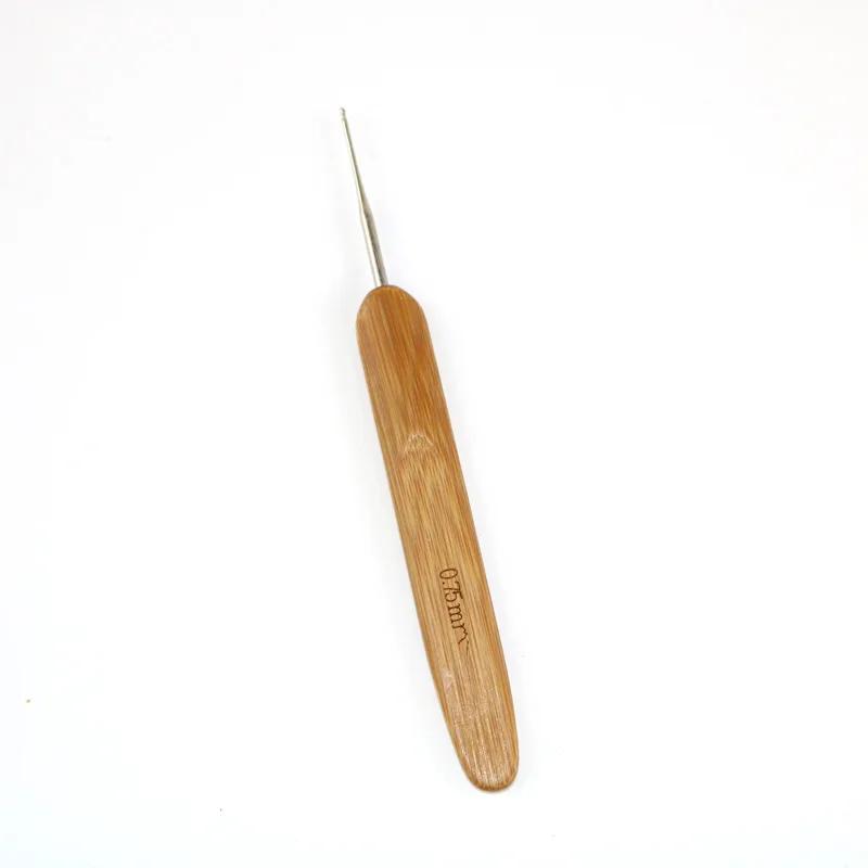 0.5mm 0.75mm 1Pc Dreadlock Needle Bamboo Handle Crochet Hook DreadsLock Hair Sewing Weaving Tool