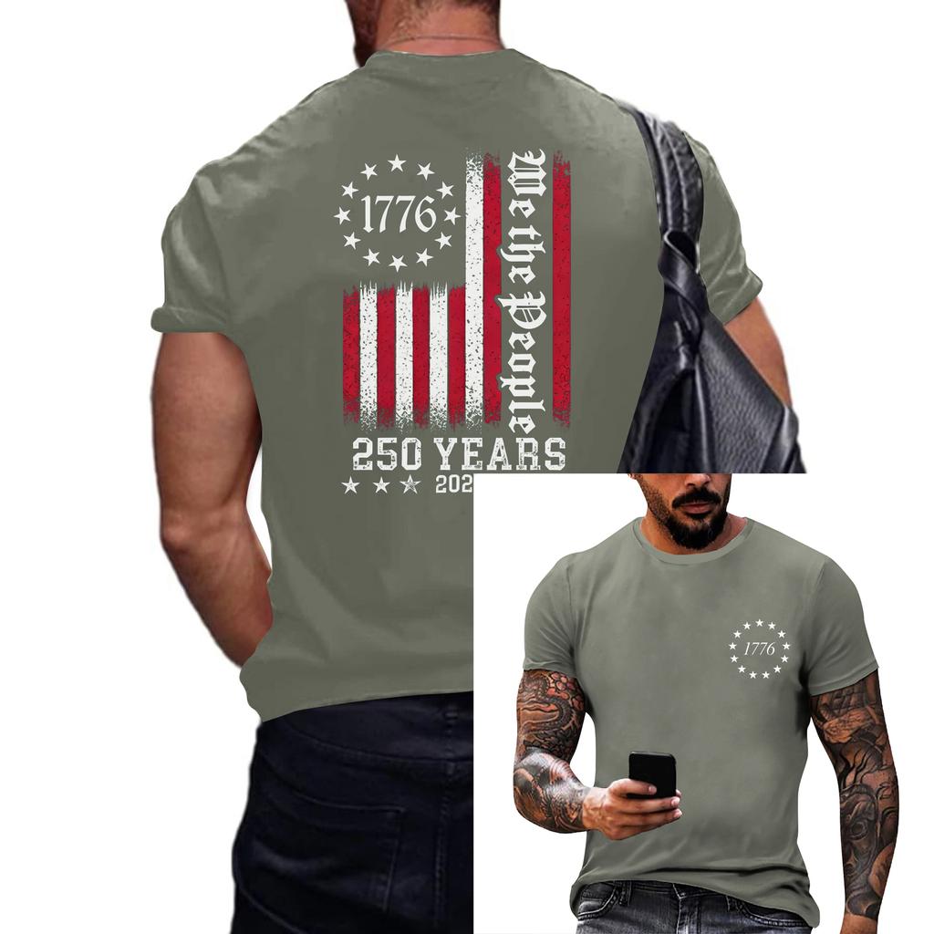 Men's Loose and Casual Flag-print T-shirt, Short Sleeve Shirt