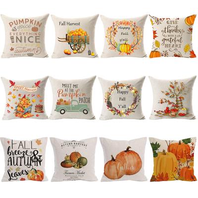 Talos Pumpkin Fall Harvest Linen Pillow Case Cushion Cover Sofa Bed Car Office Decor