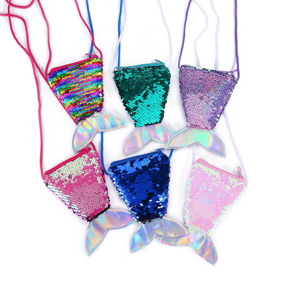 Sequin Mermaid Toddler Coin Purse Cute Small Kids Wallet Purse Glitter Girls Shiny Crossbody Purse