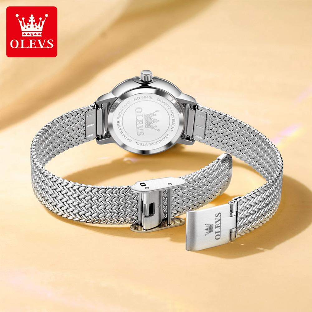 OLEVS Women's Watches Simple Fashion Original Watch Stainless Steel Mesh Strap Waterproof Luminous Watches For Women