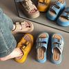 Thick-soled heightening slippers for women's summer outer wear, new one-word drag fashion non-slip cool slippers tide