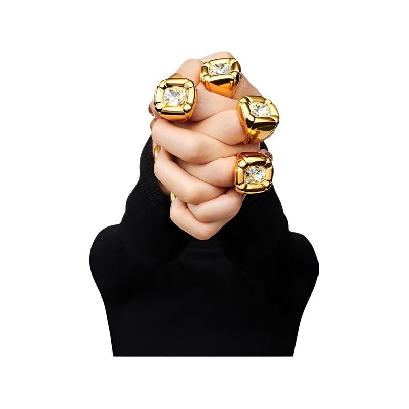 Swarovski Metal Dulcis Ring, Unisex Couple Style gold 52
