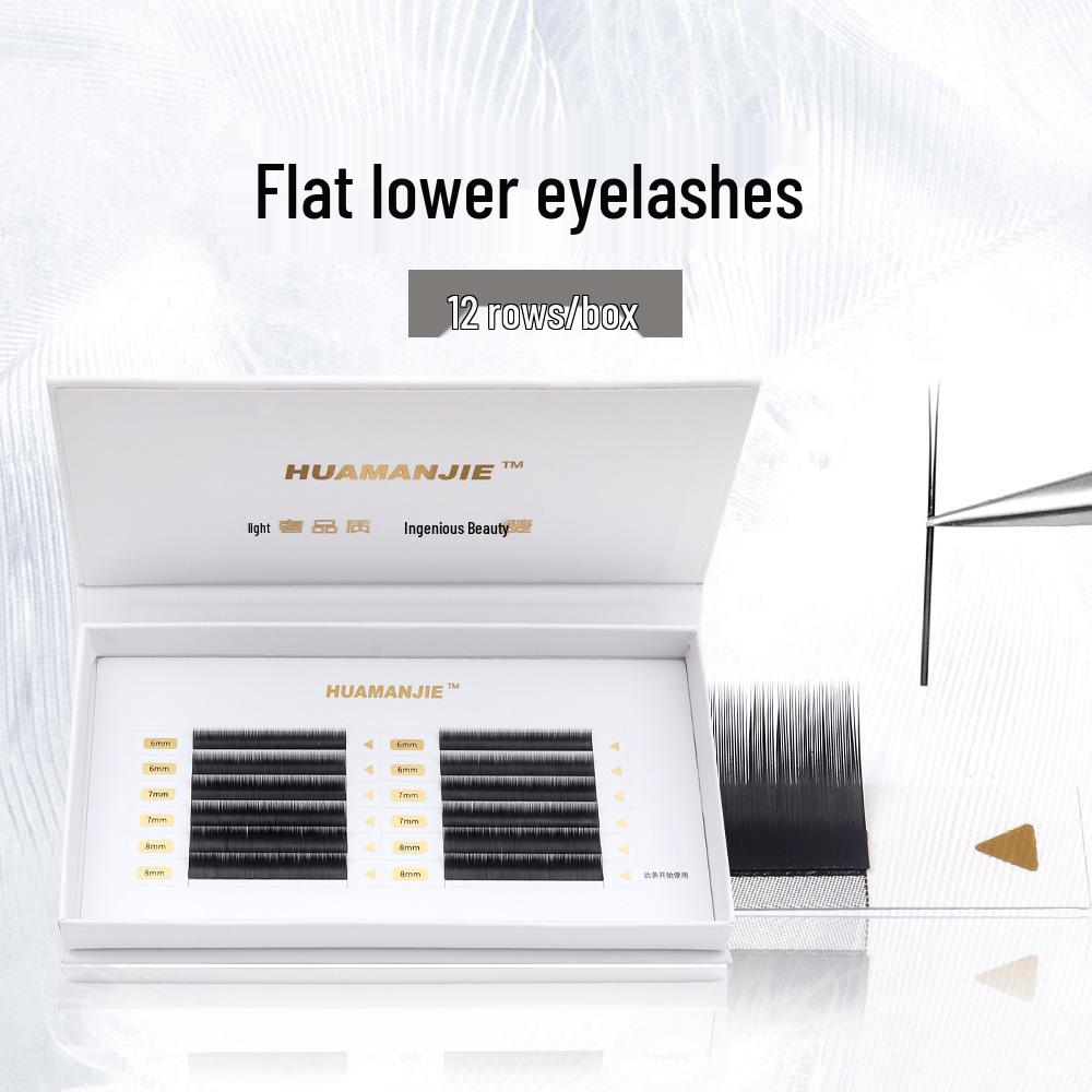 

12 Box Rows Flat Lower Eyelash Extensions - Natural Japanese False Eyelashes, 0.20 & 0.25 Thickness Box Flat Lower Lashes 0.15 J