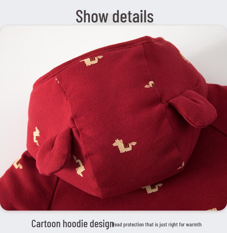 Warm Hooded Winter Baby Bodysuit with Hand & Foot Covers