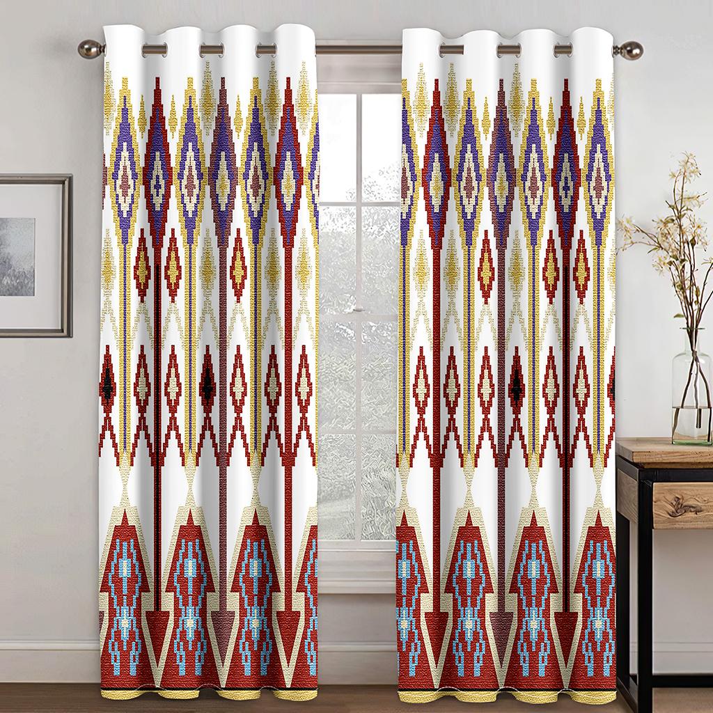 Eritrean Bohemia Boho Saba Barquote Abstract Ethiopian 2Pcs Window Curtains For Kids Bedroom Living Room Bathroom Kicthen Door