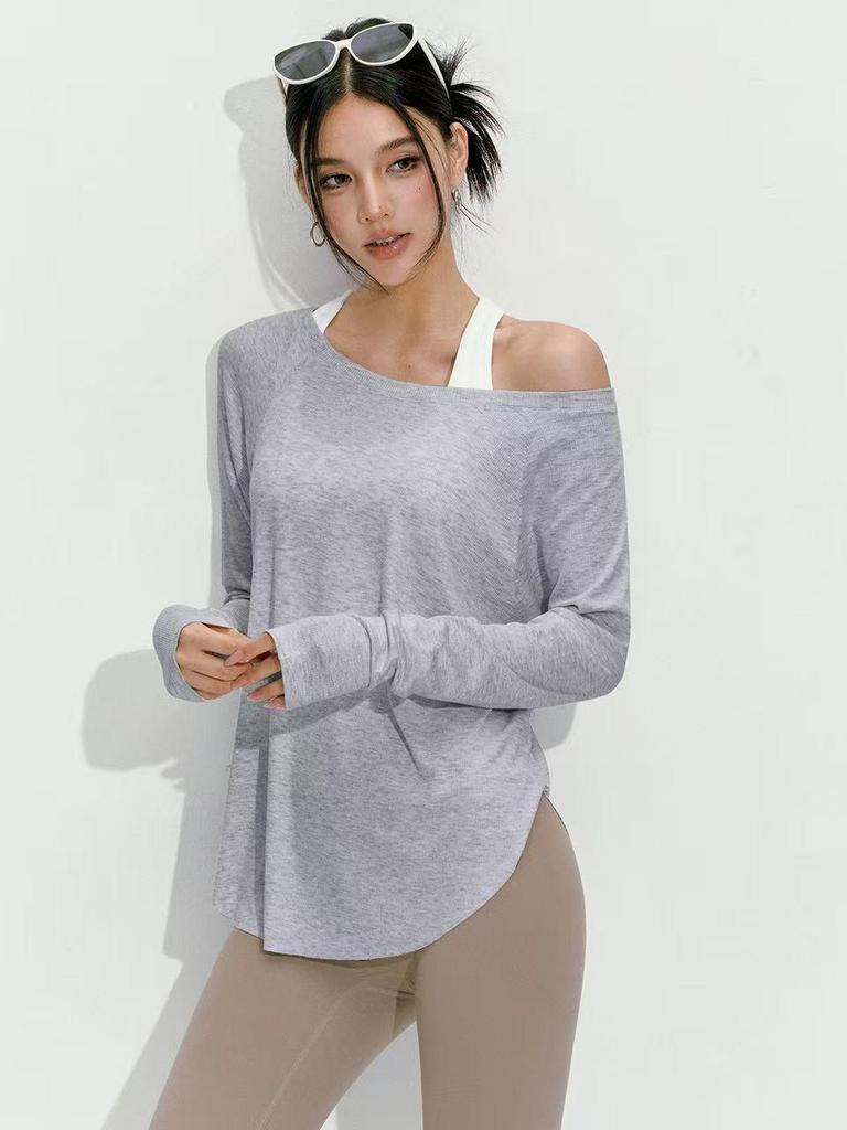 Women's Long Sleeve Ribbed Yoga Top - Autumn/Winter Collection, Slim Fit, Nude Feeling, Perfect for Pilates & Outdoor Sportswear