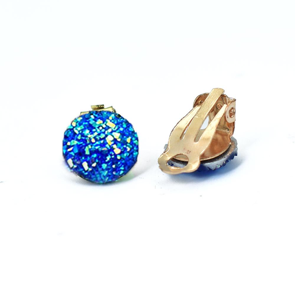 Female Jewelry Non Pierced Gold Ear Clip White Green Round Resin Cuff Earrings For Women Bijoux Femme