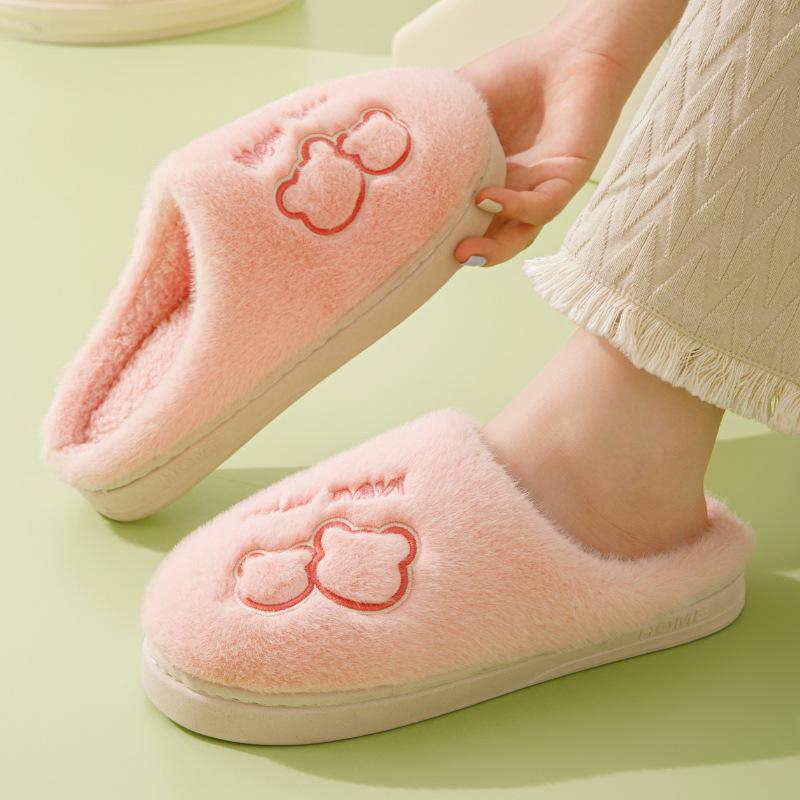 Cotton Slippers Autumn and Winter Indoor Home Home Non-slip Thick Bottom Stepping On Shit Feeling Plush Warm Couple Slippers