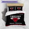 Bulls Fan Gear Custom Name Text Print 1Pc Bedding Set Duvet Cover With Two Pillowcases Soft Bed Linen For Household Bedroom