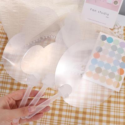Funny DIY Transparent Hand Fans Portable Cute DIY Blank Fan Handicrafts Graffiti Fan Supplies