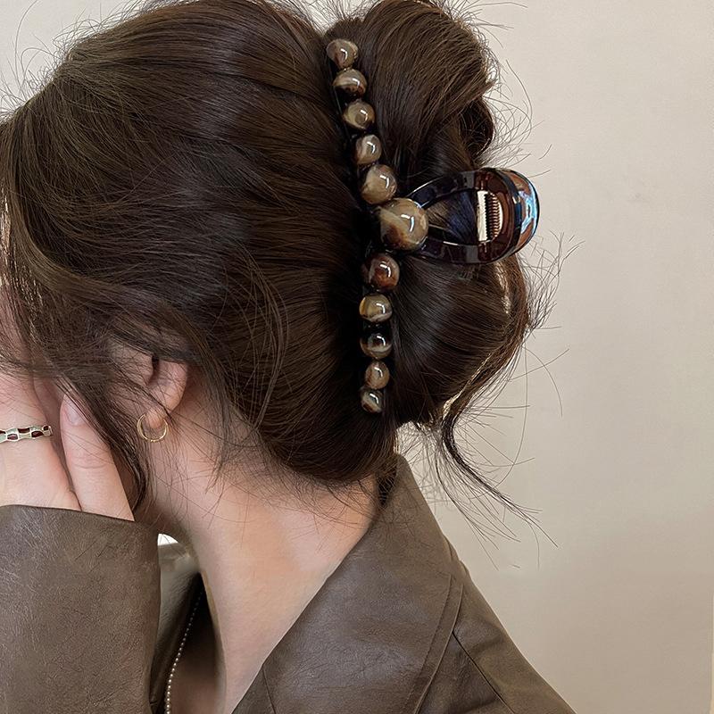 

Акриловая заколка для волос Maillard Vintage с крестообразными бусинами для женщин, модный новый тренд, заколка-краб для повседневной носки, аксессуары для головы для вечеринки