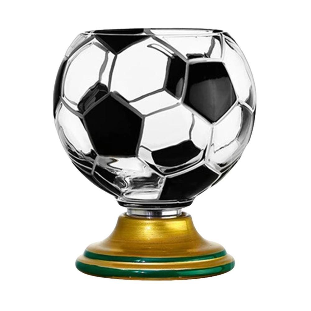 Rotating Base Spinning Sports Ball Whiskey Glass Hand Painted Cocktail Glass Mug Gift for Boys Football