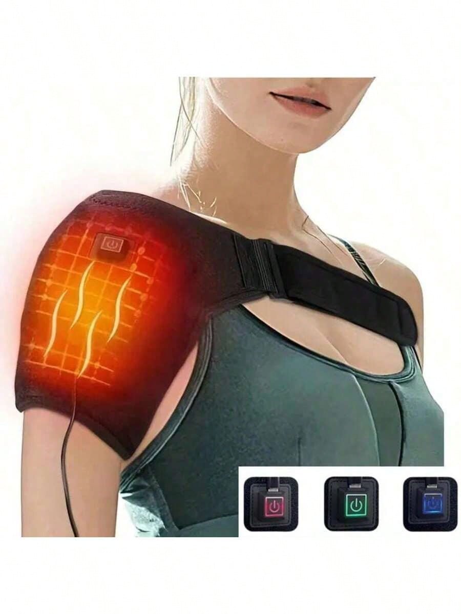 

2026 New protection Shoulder Pad 3 Gear Heated Massage Shoulder Support Massage Belt Gifts Health Care Keep Warm Plug-in powered чорний