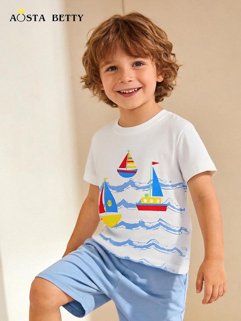 Summer Boys' European-Style Short-Sleeve Printed T-Shirts for Toddlers & Kids