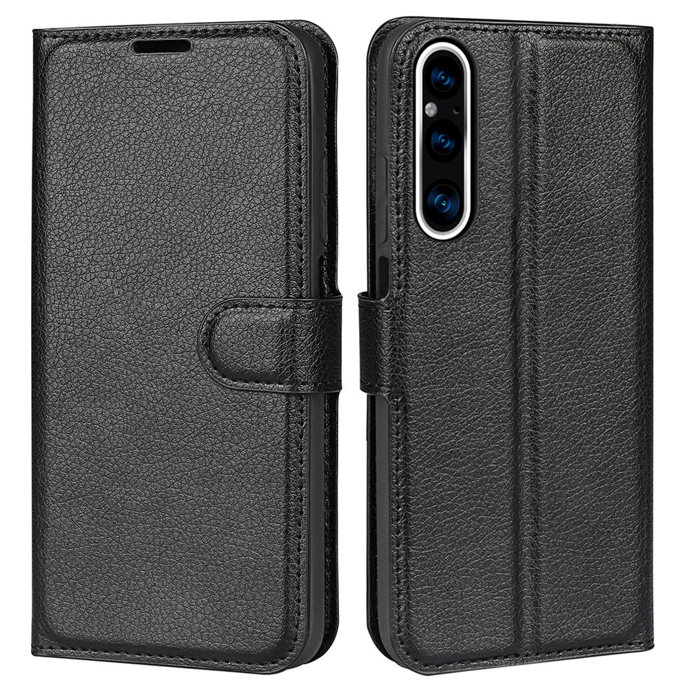 For Sony Xperia 1 V PU Leather Litchi Texture Phone Case Wallet Stand Flip Cover