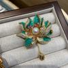 Lotus Pendant Enamel Brooch Badges Fashion Pearl Flower Exqusiite Pin Jewelry