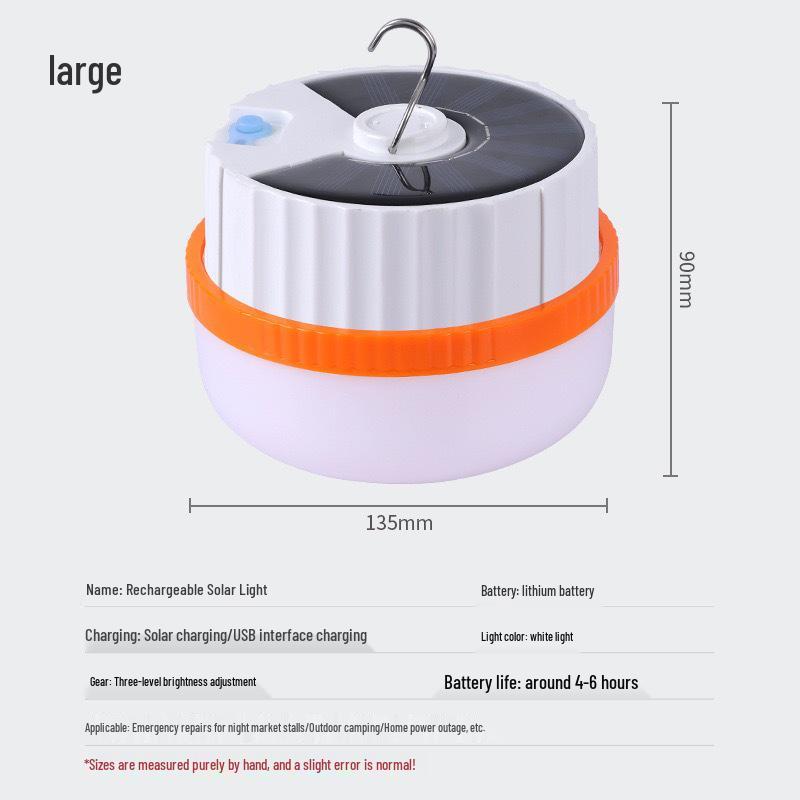 LED Solar Rechargeable Telescopic Light Bulb - Ideal for Outdoor Camping, Night Markets, Emergency Use, Super Bright with USB Charging
