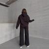 ins autumn and winter new loose hooded lazy style letter printing trend fashion set two-piece sweater set