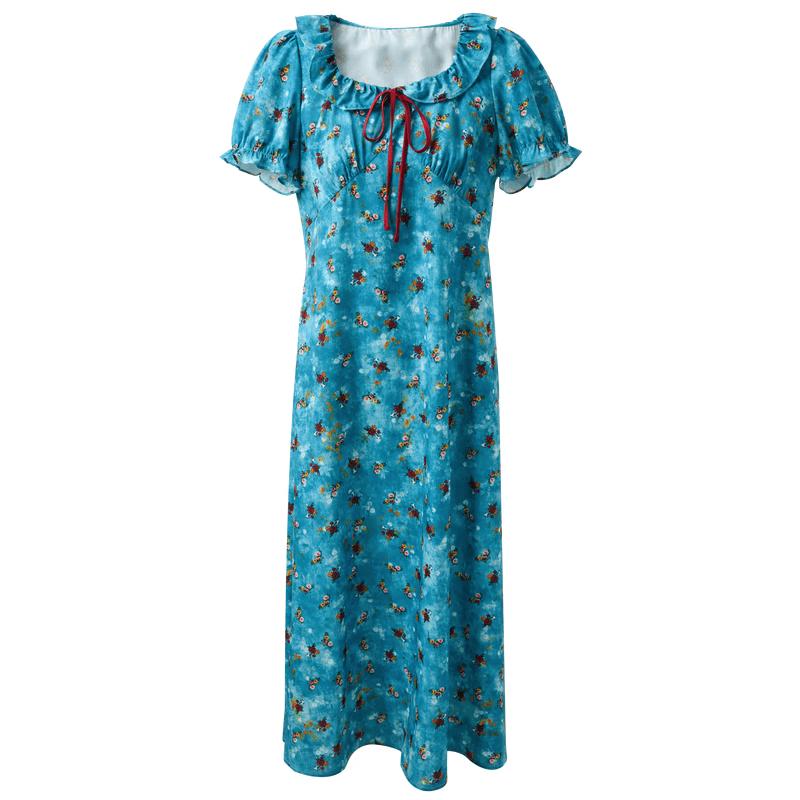 Sancai Plus Size French Velvet Floral Square Neck Dress XXXL