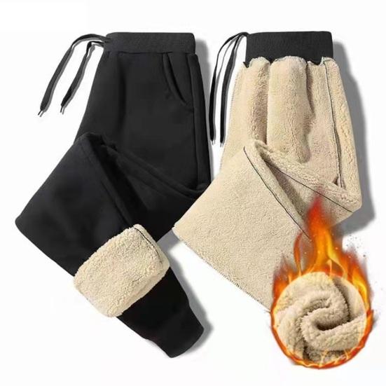 Pánské podzimní zimní kalhoty Silný plus střední elastický pas Měkké zateplené kotníkové volné volné ležérní jednobarevné kapsy sportovní jogging dlouhé kalhoty tepláky