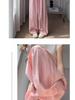 Women's Summer Pink Ice Silk Wide-Leg High-Waist Pants - Petite 145