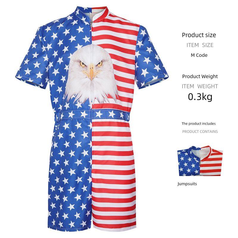 Cross-Border Foreign Trade American Independence Day Cosplay Costume Uncle Sam Cosplay Two-Dimensional Clothing Stage Performance Costume Independence Day Hawaiian Jumpsuit XS
