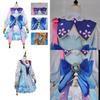Genshin Impact Kamisato Ayaka Cosplay Kostüm Perücke Blumenkleid Hut Halloween
