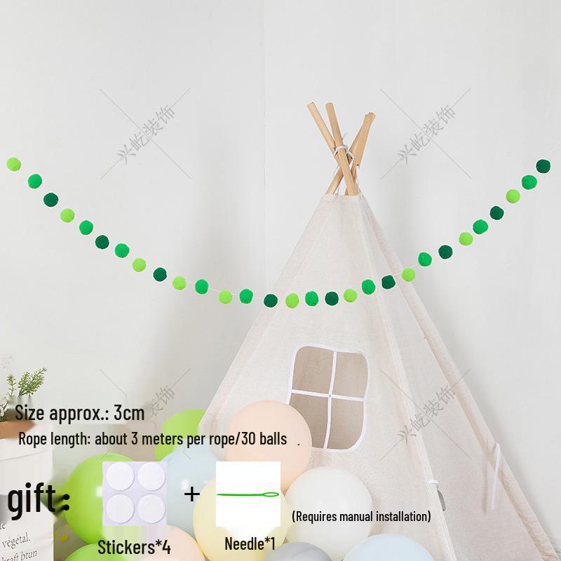 Children’s Room Pompon Bunting Decoration - Birthday Party Tent Backdrop Ornament