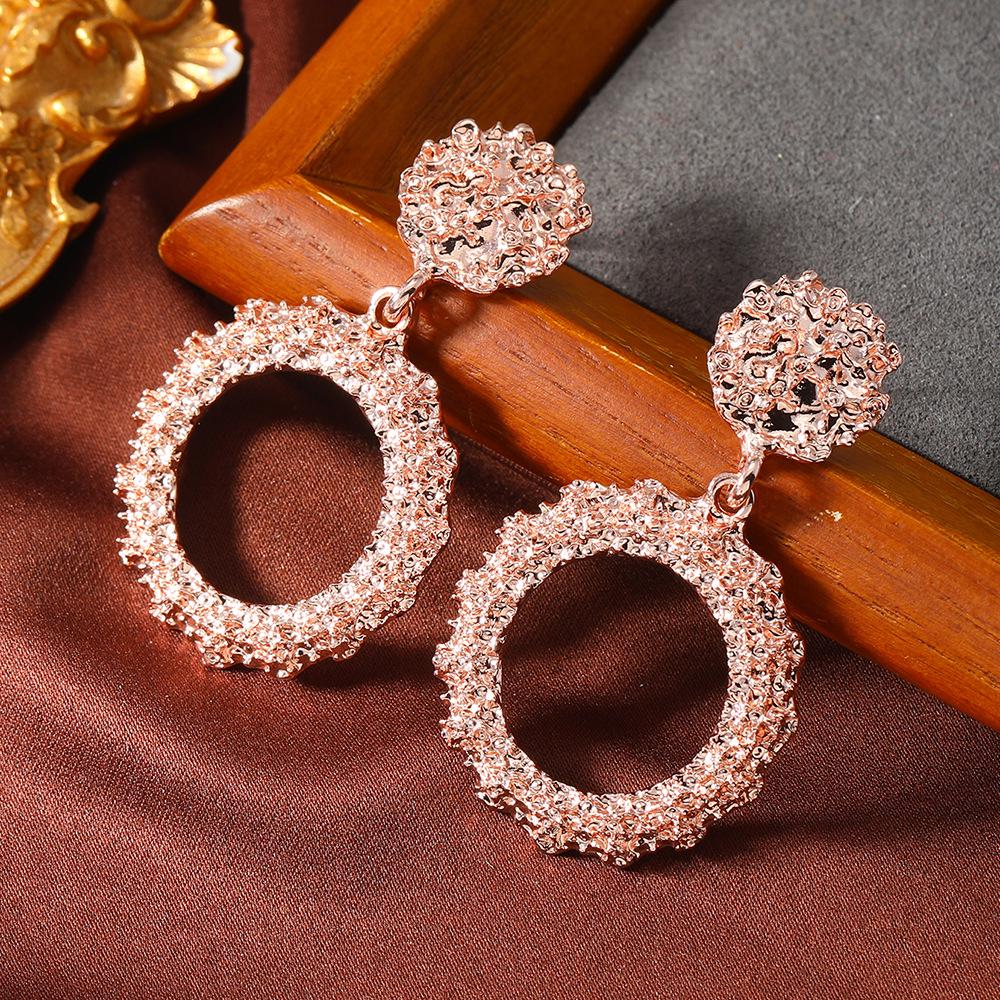 Retro Metallic Geometric Alloy Earrings: Bold, Creative Design for Women