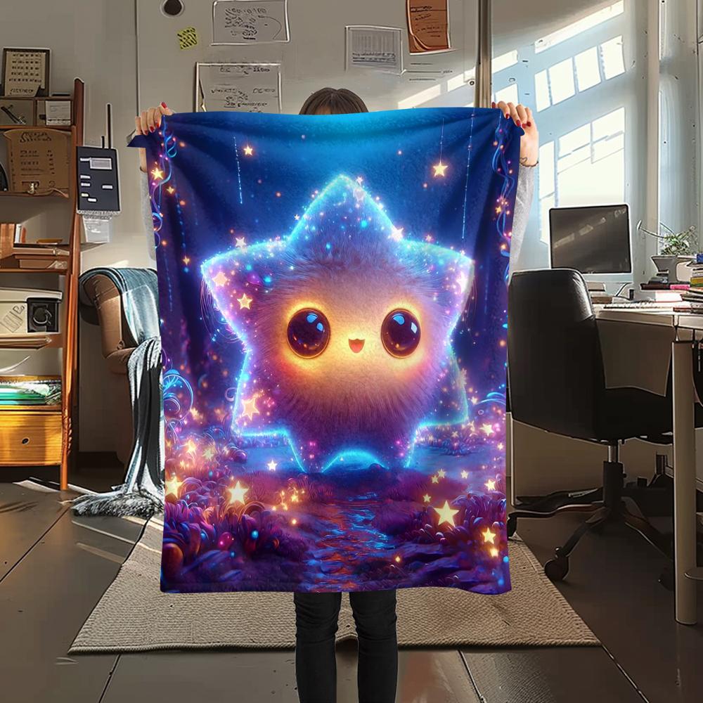 Mermaid and Stars Print Flannel Blanket,High Quality Comfortable for All Seasons,Home Decor,Warmth and Comfort,Perfect for Christmas Gifts