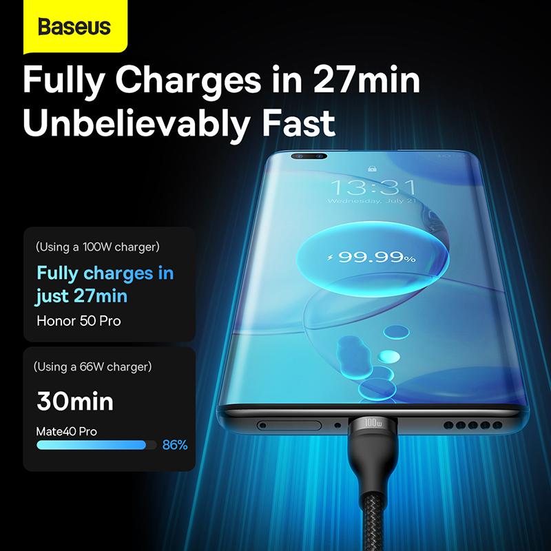Baseus Flash Series  One-for-three Fast Charging Data Cable USB To M+L+C 100W