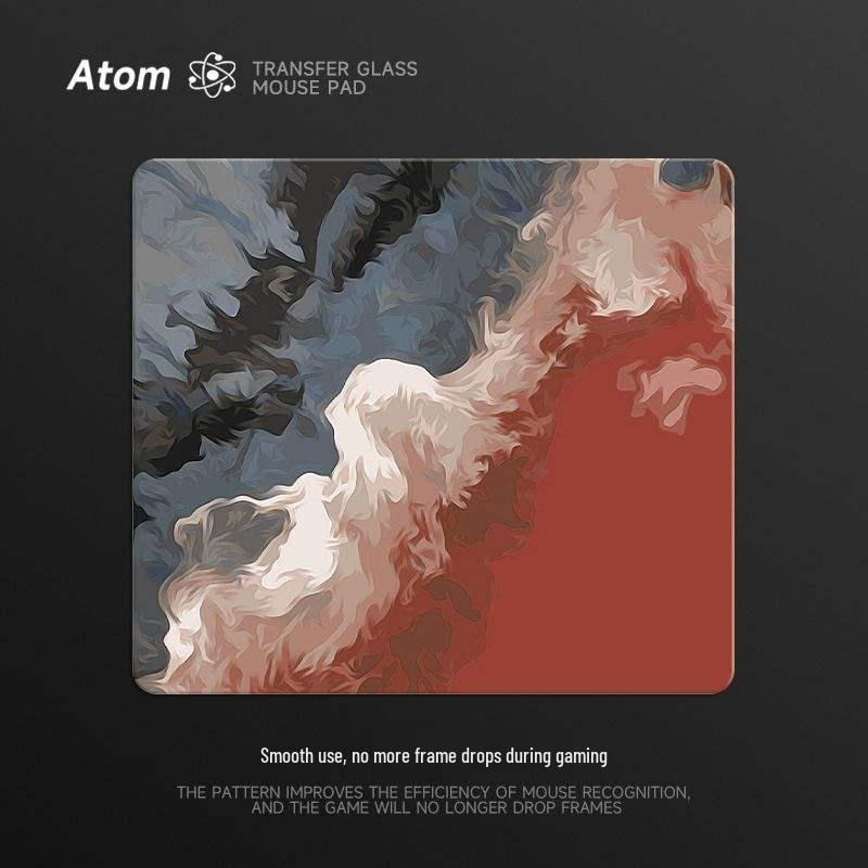 Atom Adam Tempered Photovoltaic Glass Mouse Pad – Smooth, Upgraded FPS Gaming Desk Mat for Office and Home