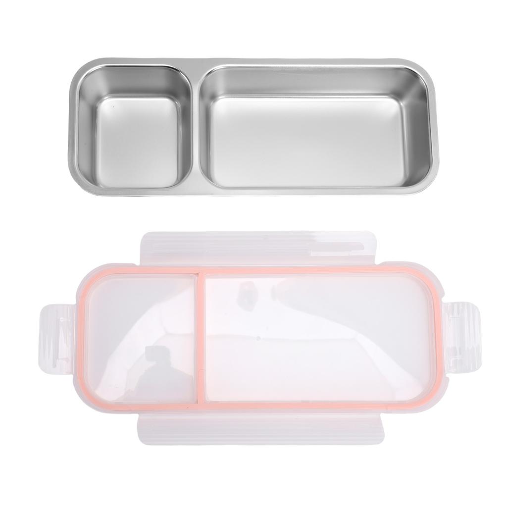 Portable Snack Container 304 Stainless Steel Sealed 2 Compartment Food Storage Container for Travel Camping Picnic