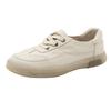 First layer cowhide leather little white shoes women's 2025 new soft-soled casual single shoes large size beef tendon lace-up lazy shoes women