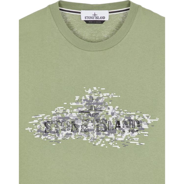 STONE ISLAND T-shirt a maniche corte con stampa logo tinta unita SS23 Unisex Top Verde Militare 78152NS90-V0058