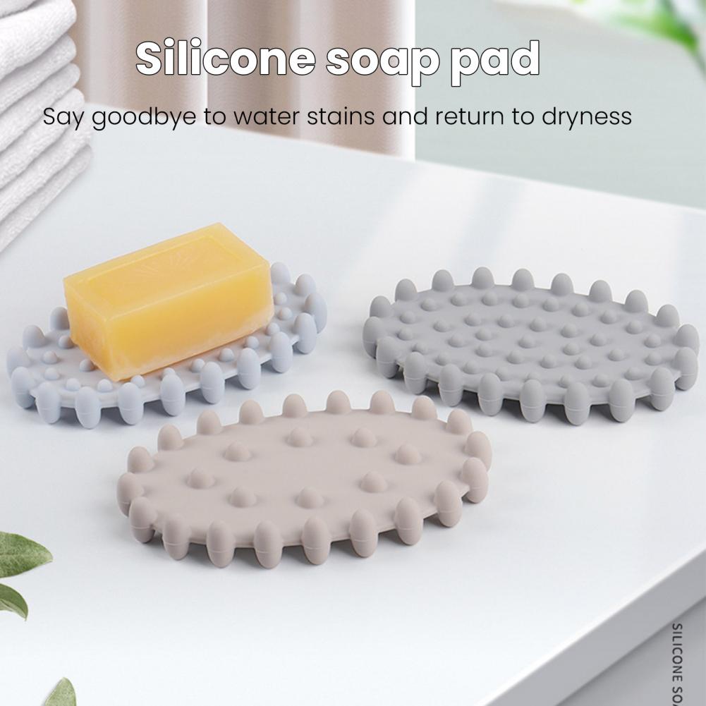 Shower Soap Holder Silicone Soap Box Silicone Soap Dish with Drain for Bathroom Sink Organization Anti-slip Bottom Bar Holder
