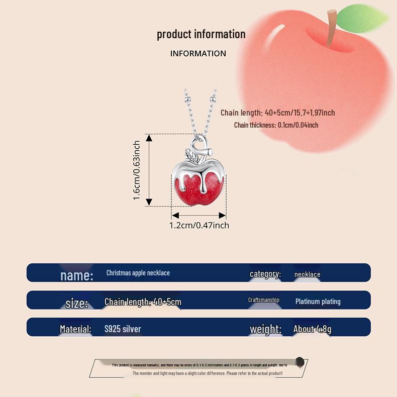 Yinziyun S925 Sterling Silver Christmas Apple Necklace with Openable Pendant - A Unique Clavicle Chain Gift