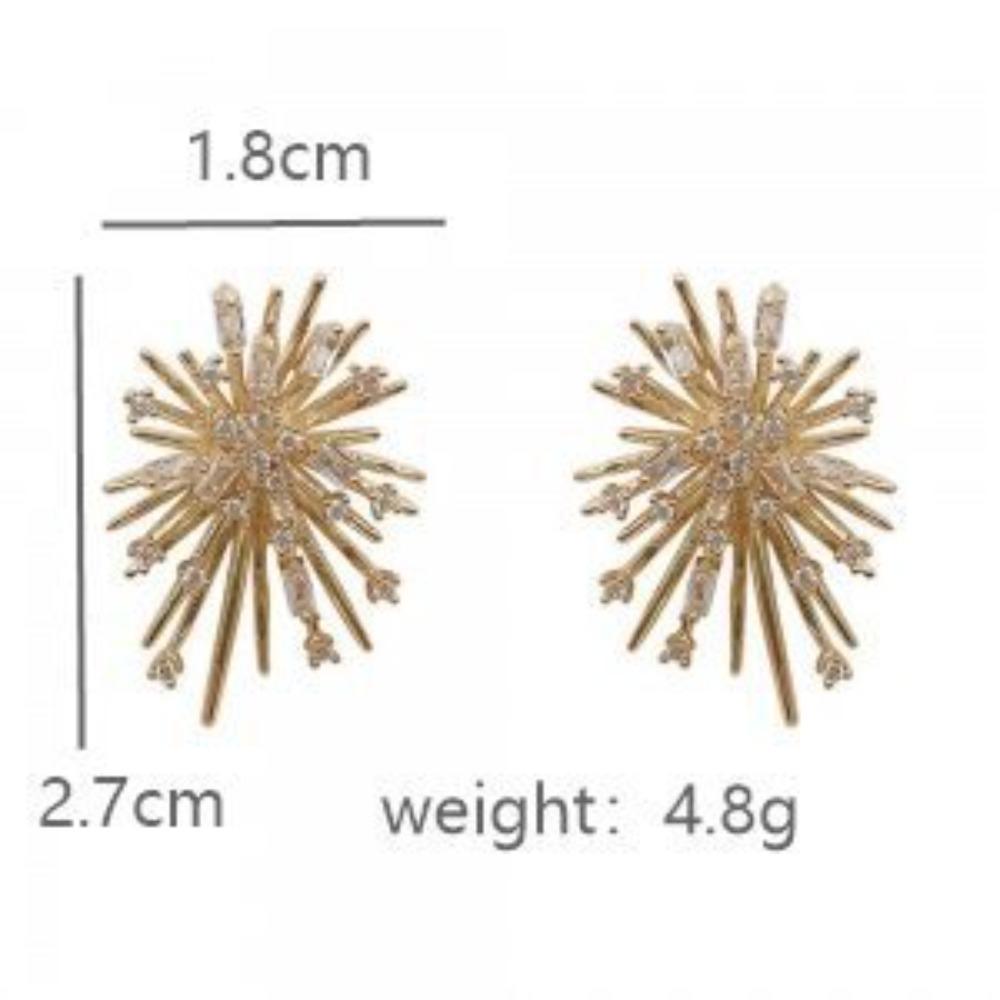 Korean Exquisite Shining Brightly Rhinestone Snowflake Stud Earrings for Women Bride Wedding Temperament Jewelry Accessory Gift