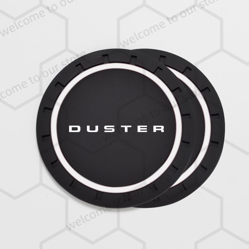 2pcs For Dacia Dci Duster Bigster Mcv 2 Dokker Stepway Emblem Car Coaster Water Cup Slot Non-Slip Pad Auto Interior Accessories ZZ28