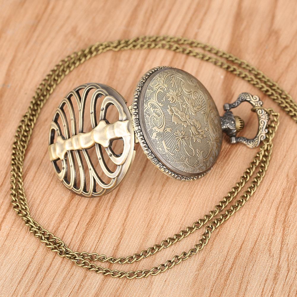 Orologio da Tasca al Quarzo a Forma di Lisca di Pesce Vuota Vintage Collana Catena Orologio Regali per Uomo Donna