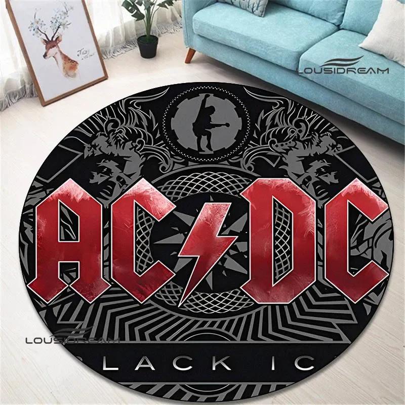 3D Rock Band AC/DC Retro Printed Round Carpet Bedroom Beautiful Carpet Non -slip Door Pad Floor Mats Area Rug Birthday Gift