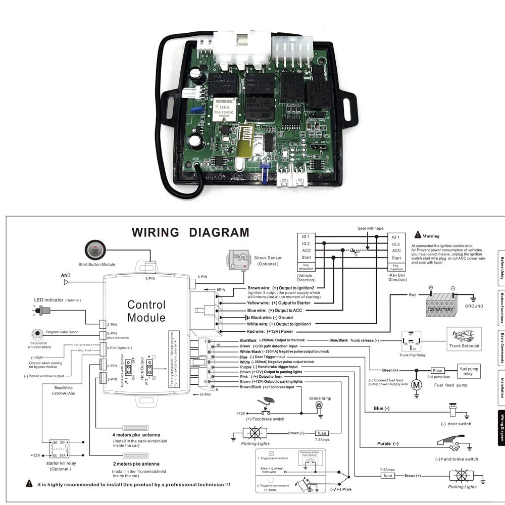Keyless Start of Car Central Door Lock System, Complete Set of Loading and Starting System Remote Start Stop