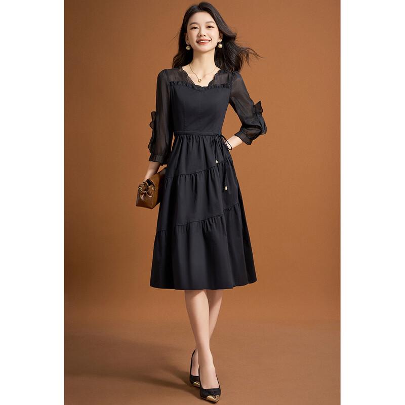 

Elegant Lace Patchwork A-line Midi Dress XL