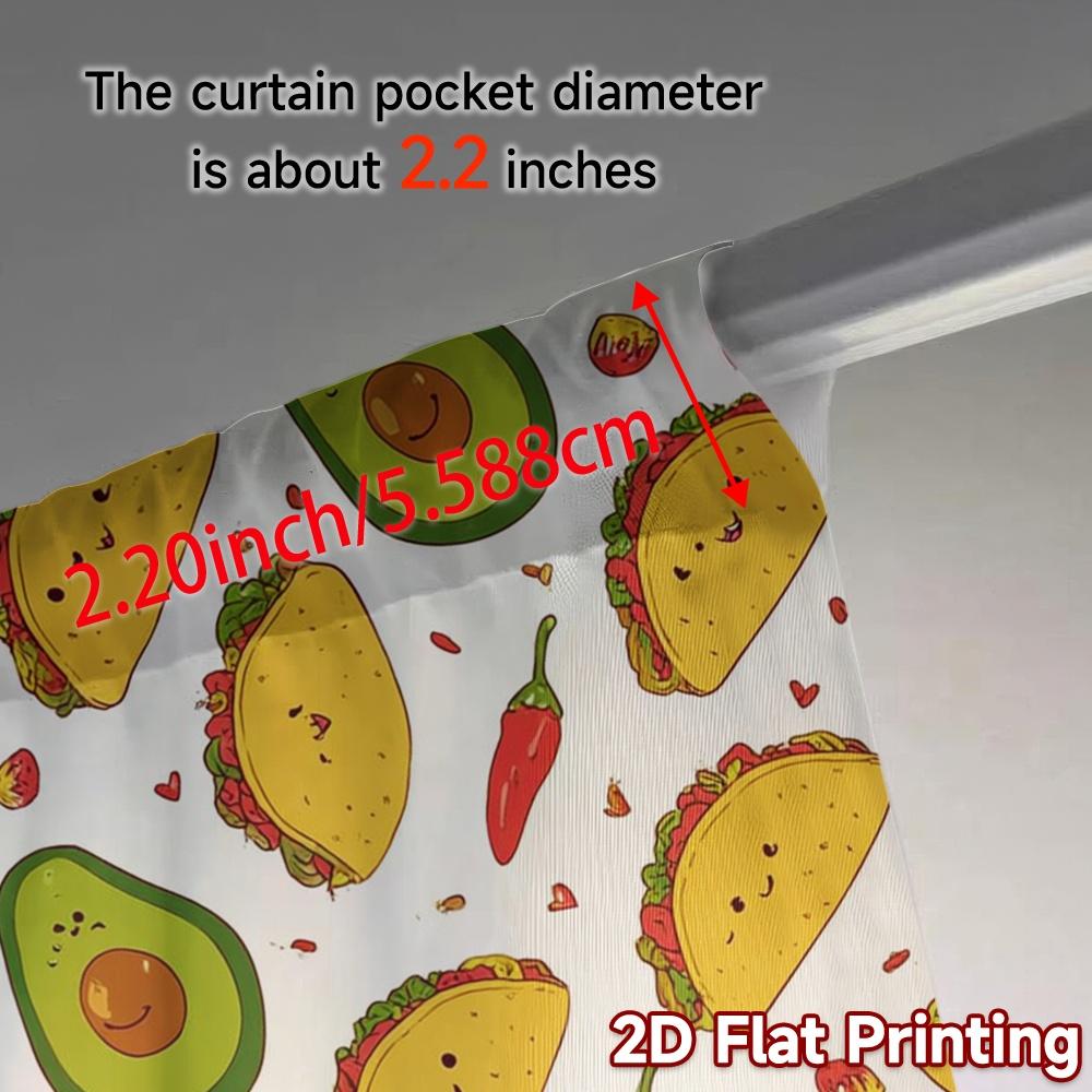 Set Of 2 Flat Printing Curtains Without Rod Taco Fiesta Popular Versatile Polyester All Minimalist Made
