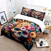 Colorful Floral Skull Decoration Print Bedding Set 1 Duvet Cover 2 Pillowcases For Adult And Children Luxury Gift Full Size