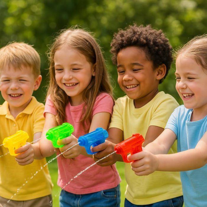 Pack of 4 Transparent Mini Water Guns Length 12 Cm Random Color for Outdoor Games and Water Battles